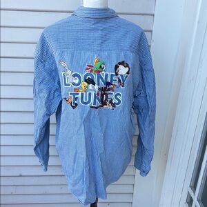 Looney Tunes Embroidered Blue Checkered Shirt